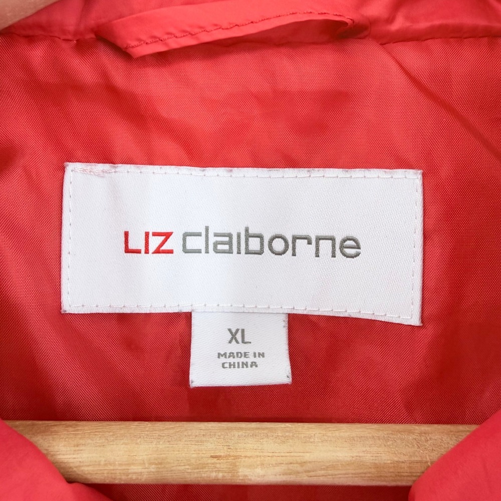 Liz Claiborne Womens Red Quilted Puffer Vest Full Zip Stand Collar Size XL - Picture 3 of 5